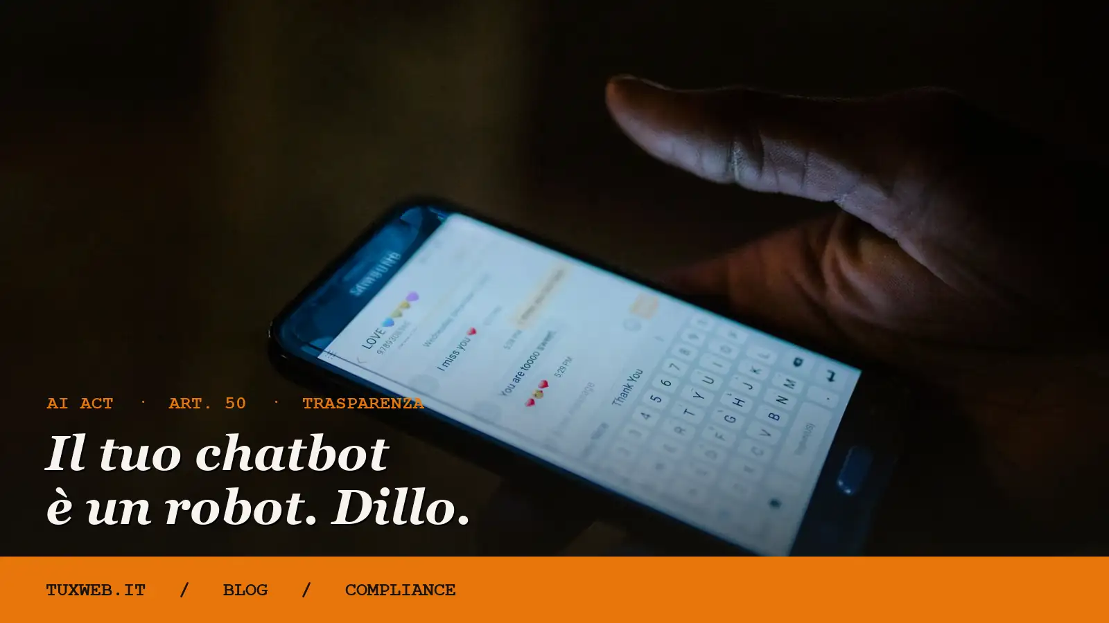 Interfaccia di un chatbot su schermo: dal 2026 i sistemi conversazionali devono dichiarare di essere un'intelligenza artificiale.